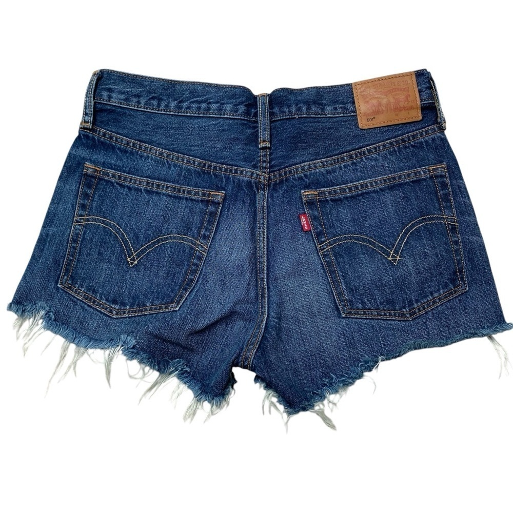 Levi’s 501 Original Cutoff Shorts 28 High Rise Button Fly Frayed Denim - Picture 6 of 10